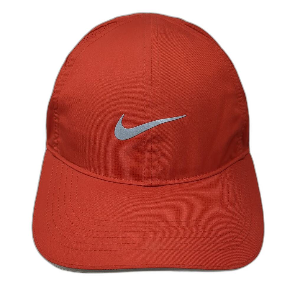 Nike Baseball Cap Orange One Size Featherlight Dri-FIT Strapback Running Hat